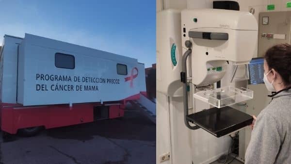 El SES realiza mamografías en la unidad móvil situada junto al helipuerto del hospital