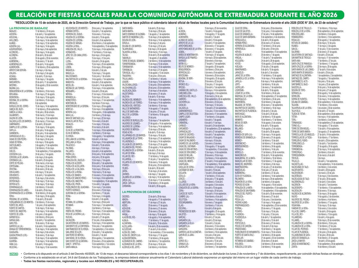 calendario de festivos 2026